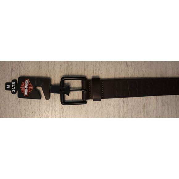 Harley-Davidson BMM042 Men's Sz M (34/36) Dark Brown Genuine Leather Logo Belt - Picture 10 of 16